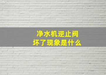 净水机逆止阀坏了现象是什么