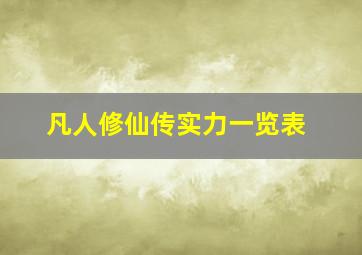 凡人修仙传实力一览表