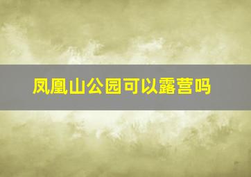 凤凰山公园可以露营吗