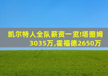 凯尔特人全队薪资一览!塔图姆3035万,霍福德2650万