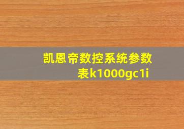 凯恩帝数控系统参数表k1000gc1i