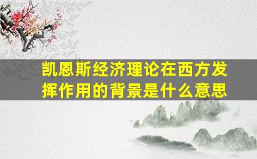 凯恩斯经济理论在西方发挥作用的背景是什么意思