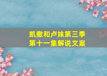 凯撒和卢妹第三季第十一集解说文案