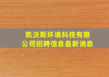 凯沃斯环境科技有限公司招聘信息最新消息