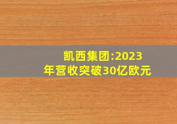 凯西集团:2023年营收突破30亿欧元