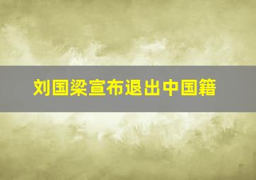 刘国梁宣布退出中国籍