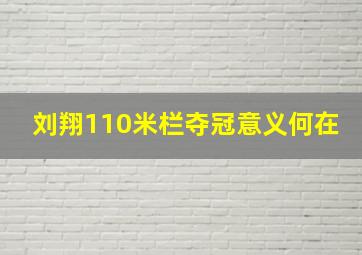 刘翔110米栏夺冠意义何在