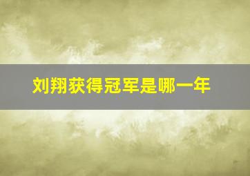 刘翔获得冠军是哪一年