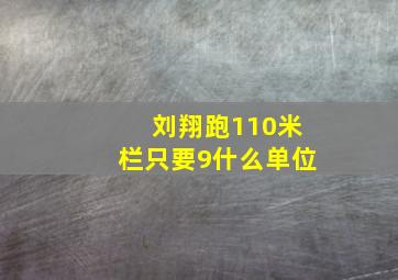 刘翔跑110米栏只要9什么单位