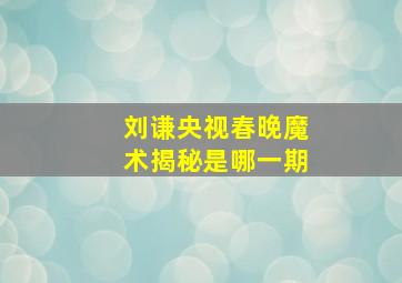 刘谦央视春晚魔术揭秘是哪一期