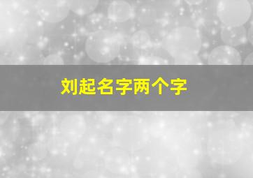 刘起名字两个字