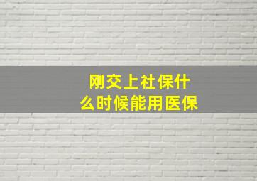 刚交上社保什么时候能用医保