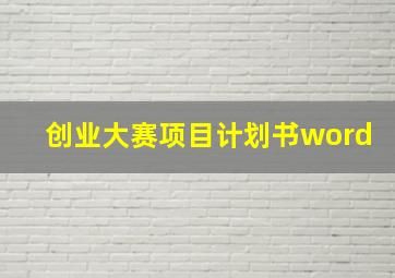 创业大赛项目计划书word