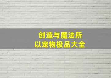 创造与魔法所以宠物极品大全