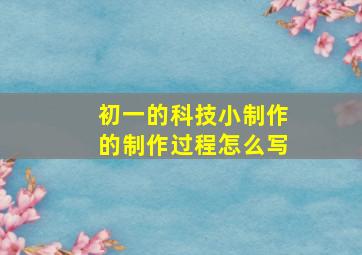 初一的科技小制作的制作过程怎么写