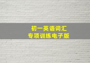 初一英语词汇专项训练电子版