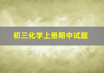 初三化学上册期中试题