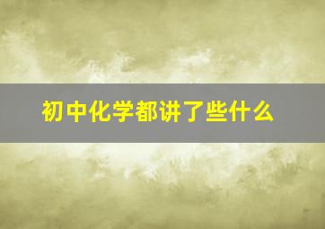 初中化学都讲了些什么