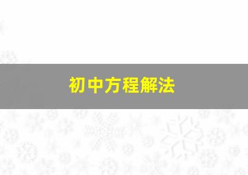 初中方程解法