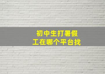 初中生打暑假工在哪个平台找