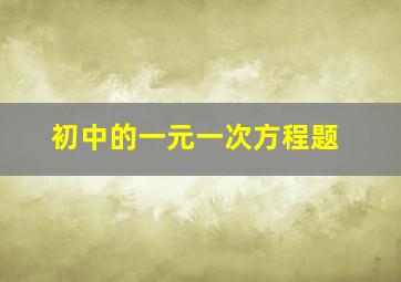 初中的一元一次方程题