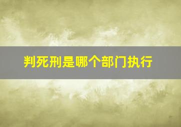 判死刑是哪个部门执行