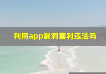 利用app漏洞套利违法吗