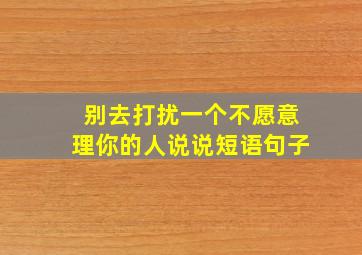 别去打扰一个不愿意理你的人说说短语句子