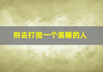 别去打搅一个装睡的人