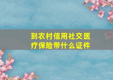 到农村信用社交医疗保险带什么证件