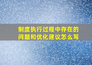 制度执行过程中存在的问题和优化建议怎么写