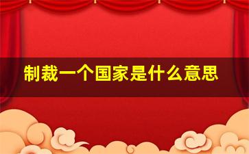 制裁一个国家是什么意思