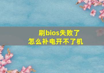 刷bios失败了怎么补电开不了机