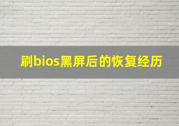 刷bios黑屏后的恢复经历