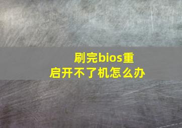 刷完bios重启开不了机怎么办