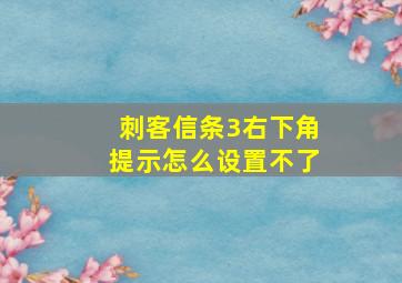 刺客信条3右下角提示怎么设置不了