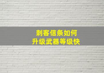 刺客信条如何升级武器等级快