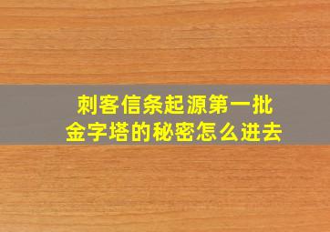 刺客信条起源第一批金字塔的秘密怎么进去