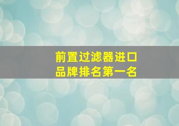 前置过滤器进口品牌排名第一名