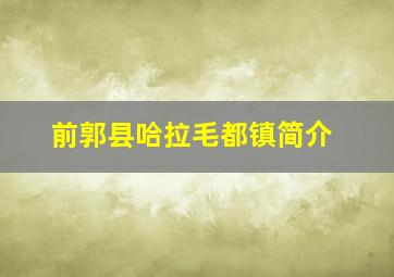 前郭县哈拉毛都镇简介