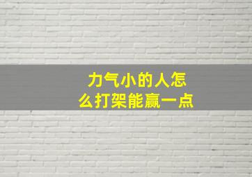 力气小的人怎么打架能赢一点