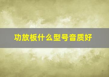 功放板什么型号音质好