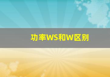 功率WS和W区别