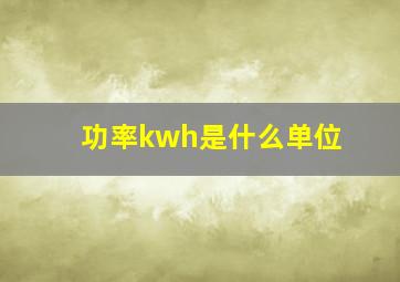 功率kwh是什么单位