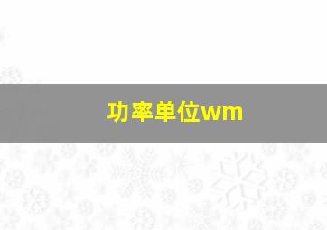 功率单位wm