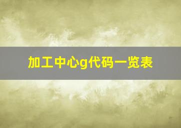 加工中心g代码一览表