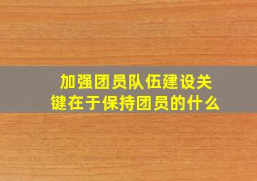 加强团员队伍建设关键在于保持团员的什么