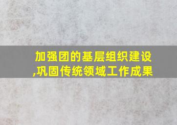 加强团的基层组织建设,巩固传统领域工作成果