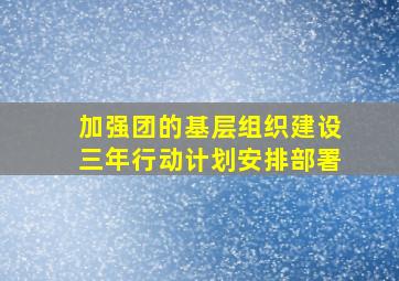 加强团的基层组织建设三年行动计划安排部署