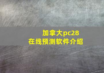 加拿大pc28在线预测软件介绍